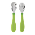 Chicco Set Posatine Inox Confezione Con Forchettina E Cucchiaino Verdi 18m+  