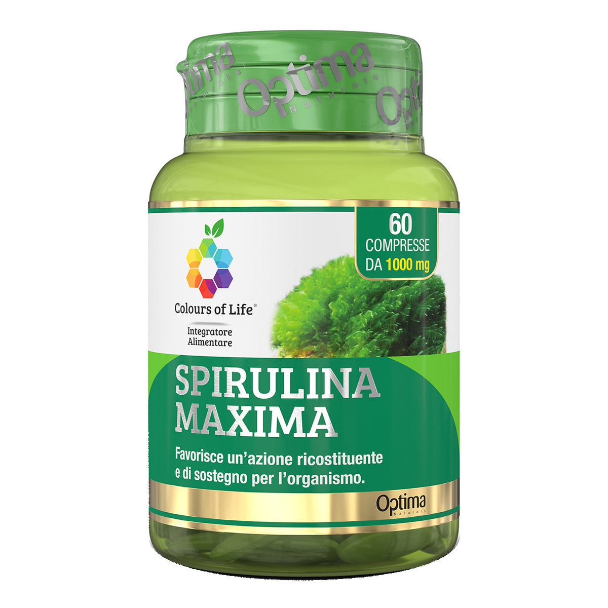 Spirulina Maxima | Integratore Ricostituente Energia Proteine Optima Colours of Life | 60 Compresse  