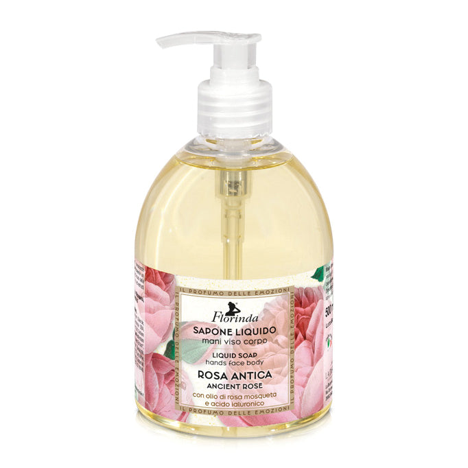 Florinda - Rosa Antica Sapone Liquido Con Olio Di Rosa Mosqueta E Acido Ialuronico 500ml