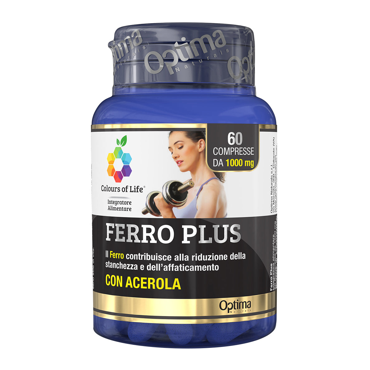 Ferro Plus Acerola | Integratore Ferro Stanchezza Anemia Sistema Immunitario Optima Colours of Life | 60 Compresse  