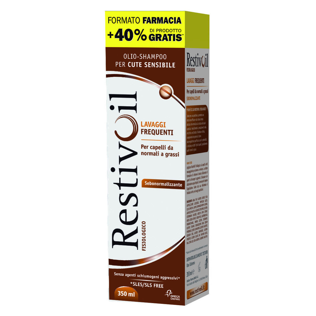 Restivoil Fisiologico Olio-Shampoo Per Cute Sensibile Lavaggi Frequenti Capelli Da Normali A Grassi 350ml