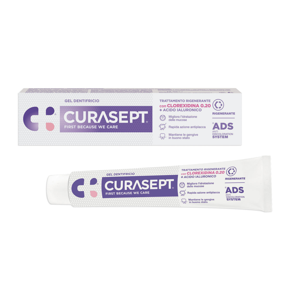 CURASEPT ADS Gel Dentifricio Trattamento Rigenerante - Clorexidina 0.20 e Acido Ialuronico 75 ml  