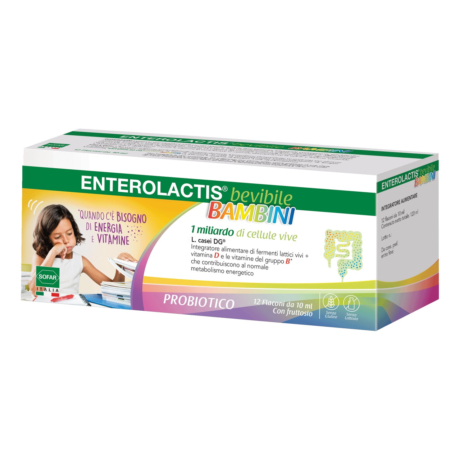 Enterolactis Bevibile Bambini - Integratore Di Fermenti Lattici 12 Flaconcini 10ml