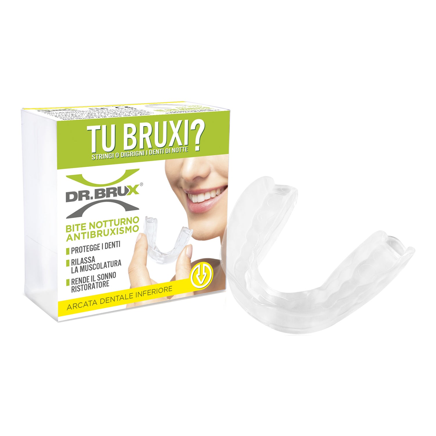 Dr Brux Bite Antibruxismo Notte Superiore Trasparente