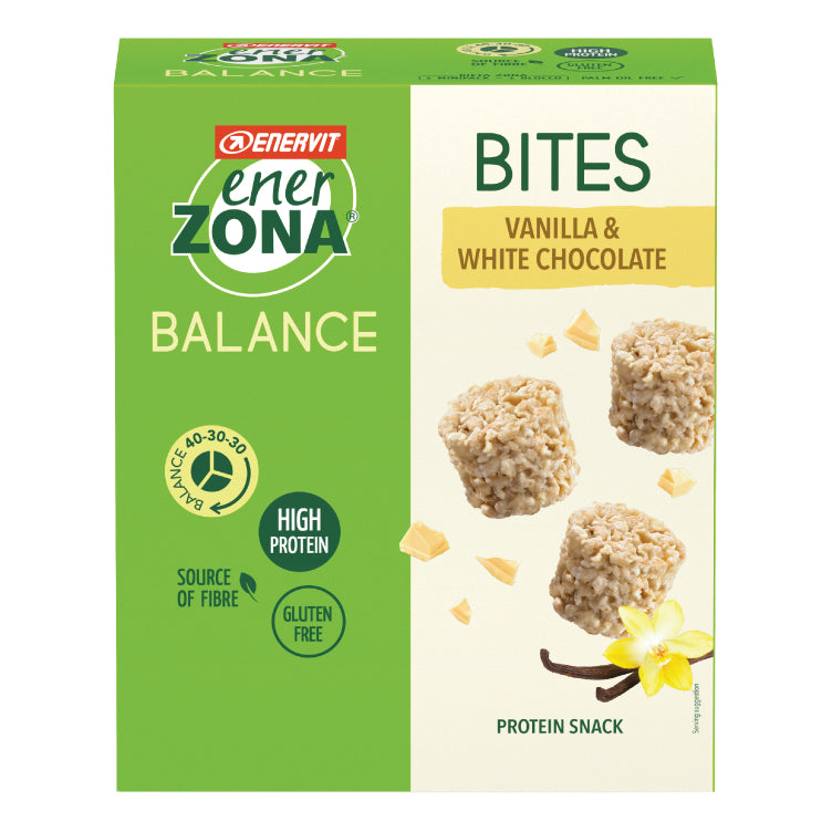 Enervit Enerzona Balance Snack Bites Minirock 40-30-30 Soia Cioccolato Bianco Vaniglia 5 Minipack 24g