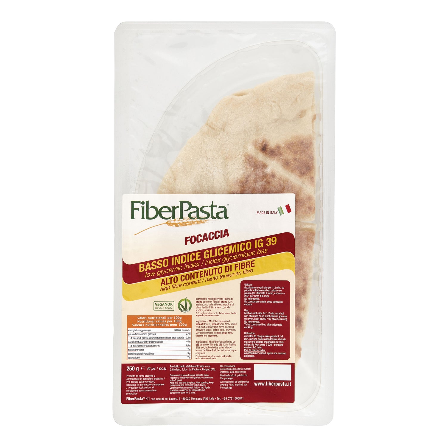 FIBERPASTA FOCACCIA 4X250G