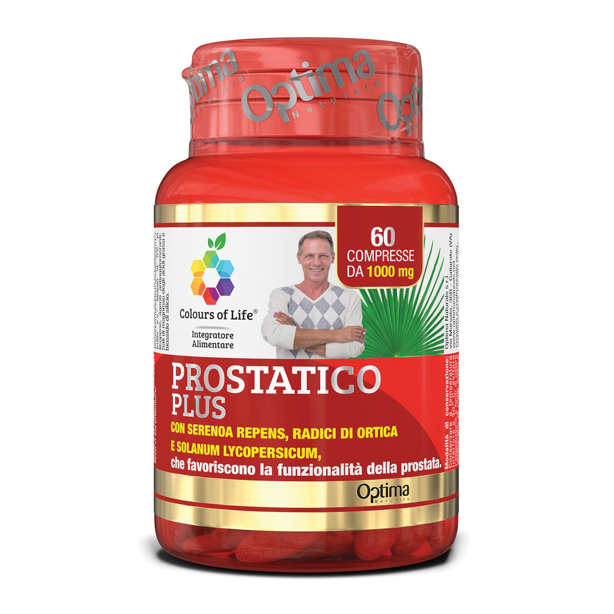Prostatico Plus | Integratore Prostata Vie Urinarie Serenoa Repens Ortica Licopene Optima Colours of Life | 60 Compresse  