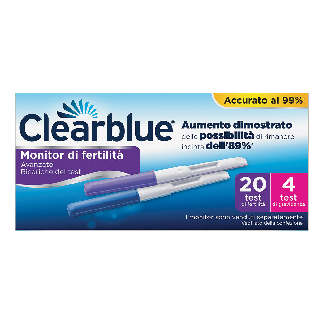 Clearblue | Ricariche Monitor Fertilità Avanzato 20 Test + 4 Test Gravidanza | 24 Pezzi