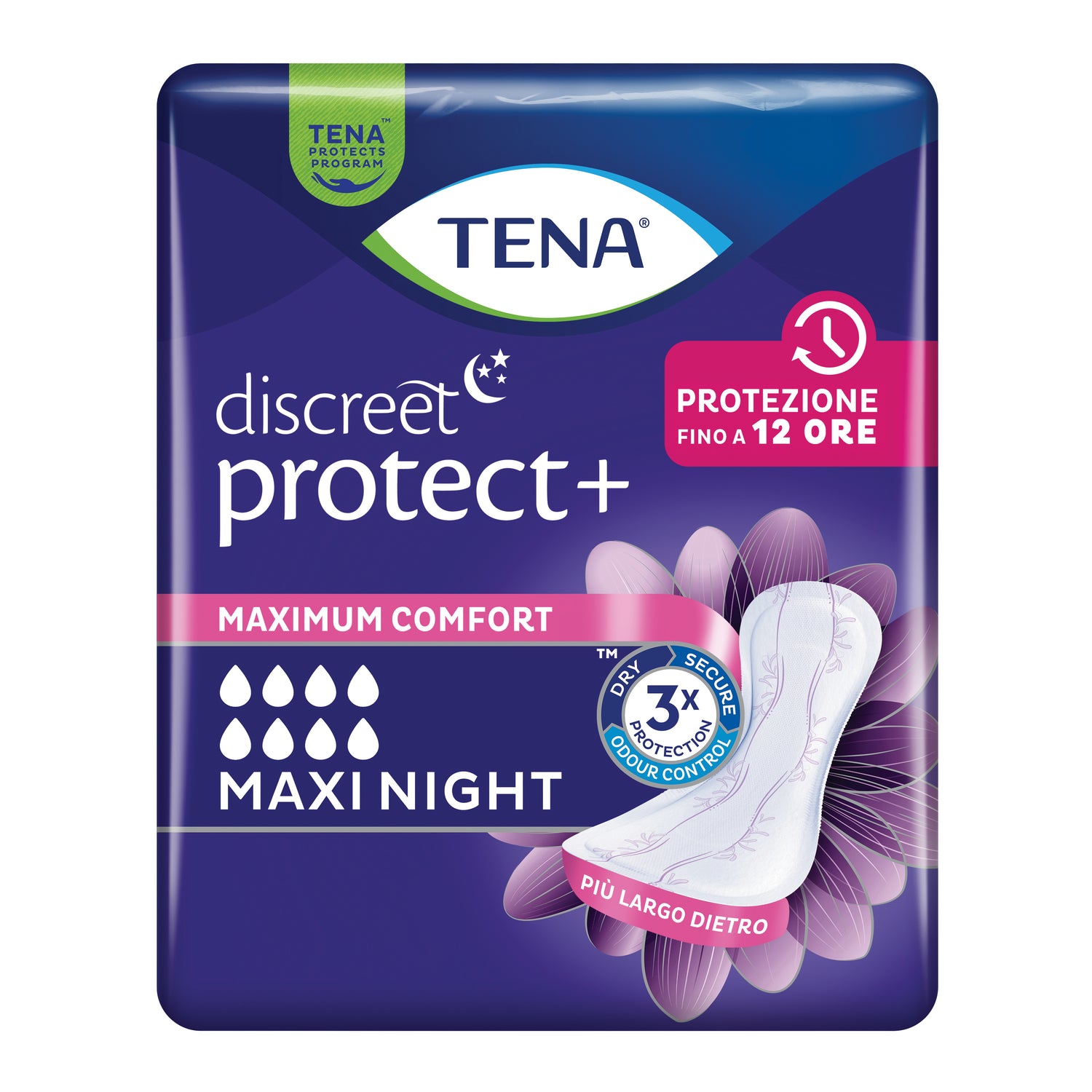 Tena Discreet Protect Plus Maxi Night - Pannoloni Incontinenza Notte 12 Pezzi