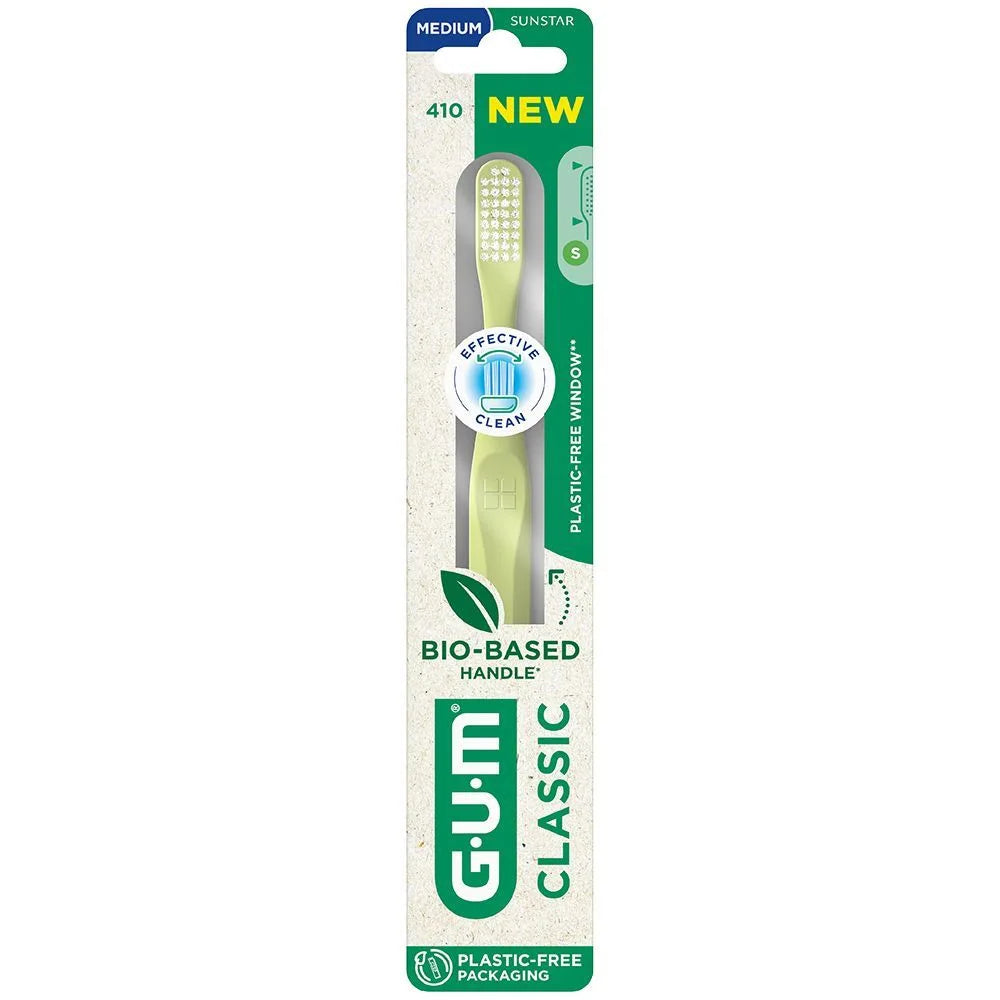 GUM Classic 410 | Spazzolino Manuale Compatto Medio | Colori Assortiti
