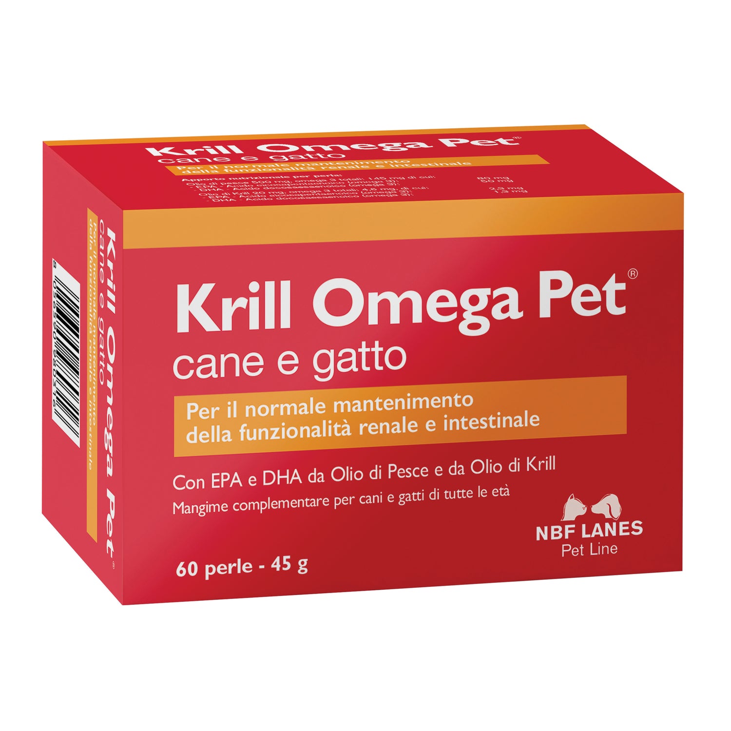 Krill Omega Pet | Integratore Omega-3 Pelo Pelle Reni Cani Gatti | 60 Perle