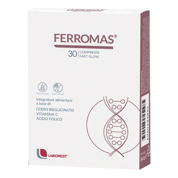 Ferromas | Ferro Chelato Vitamina C e Acido Folico | 30 Compresse

