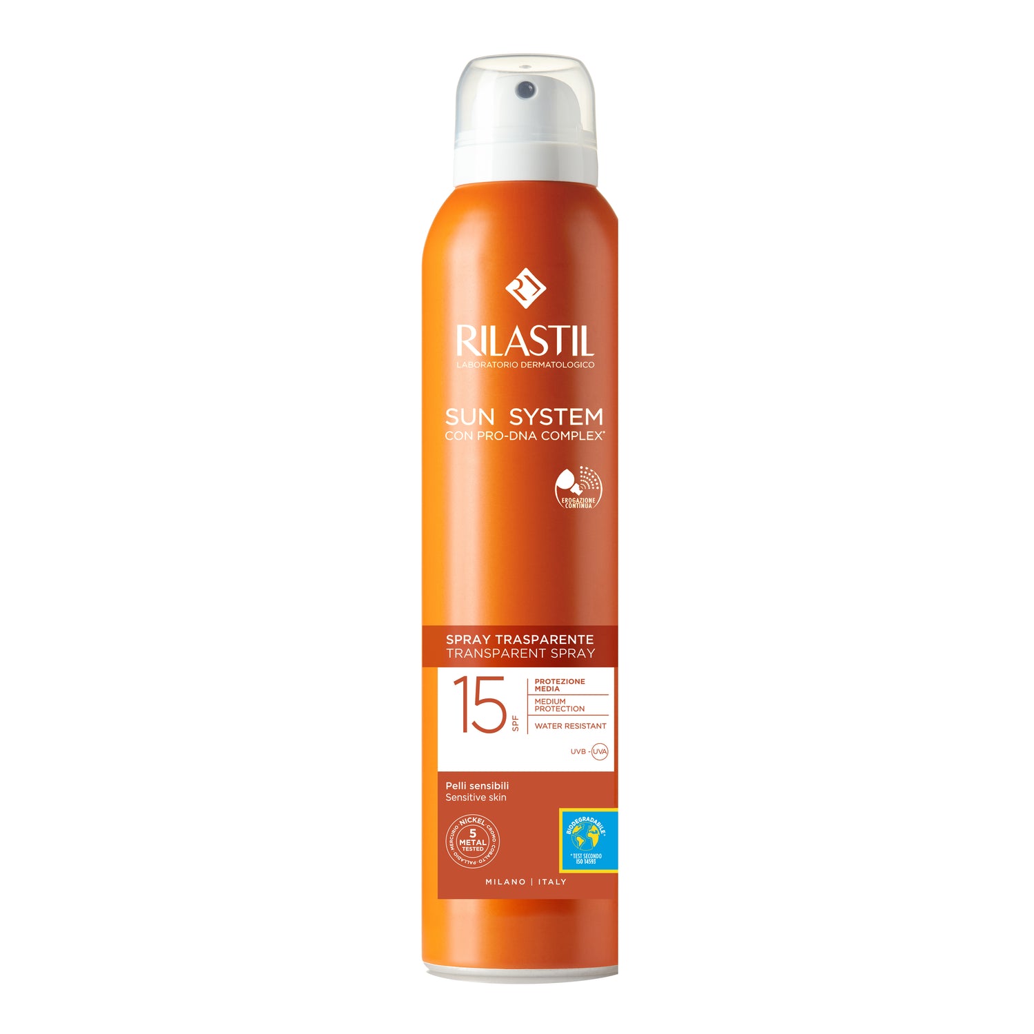 Rilastil Sun System SPF15 TRANSPARENT SPRAY WET SKIN Solare Protezione Media 200 ml