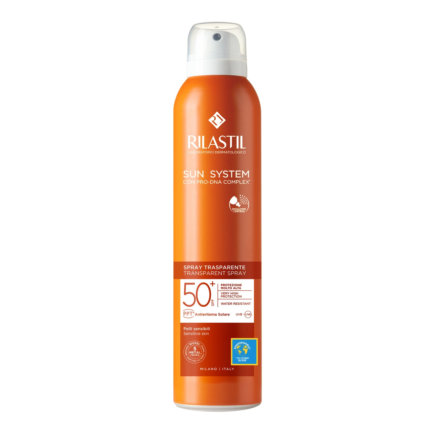 Rilastil Sun System SPF50+ - Spay trasparente pelle asciutta - Protezione Molto Alta - 200 ml