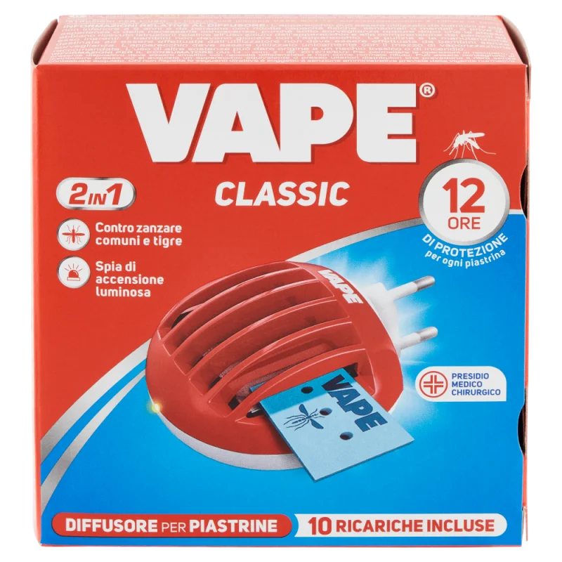 Vape | Elettroemanatore Anti-Zanzare a Spina + 10 Piastrine Classic