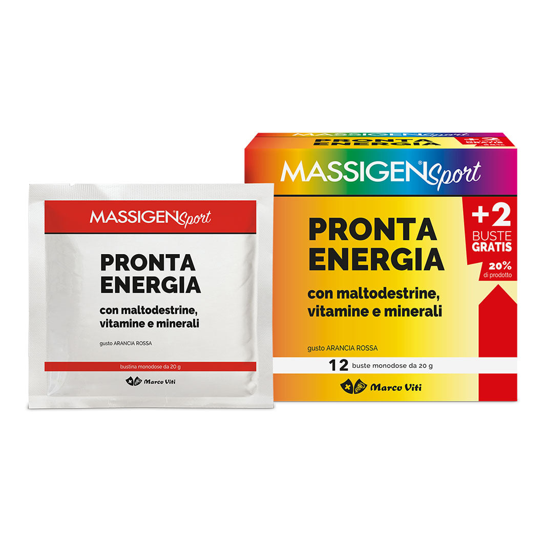 Massigen Sport Pronta Energia Gusto Arancia Rossa 12 Bustine