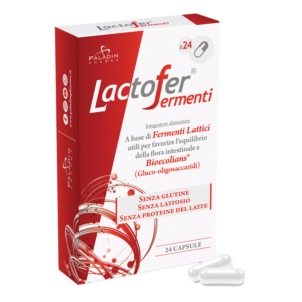 Lactofer Fermenti | Probiotici e Prebiotici Flora Intestinale | 24 Capsule  