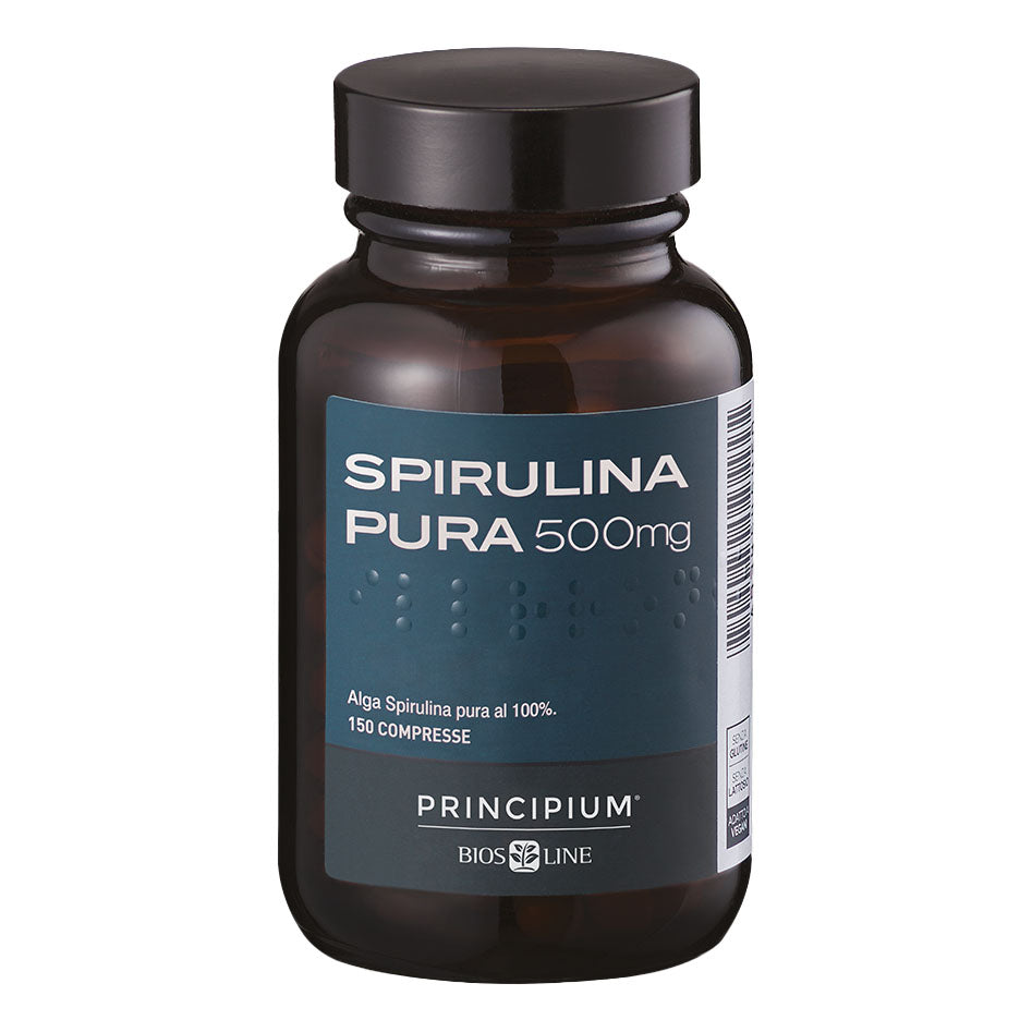 Principium Spirulina Pura 500 mg | Ricostituente Vegano | 150 Compresse  