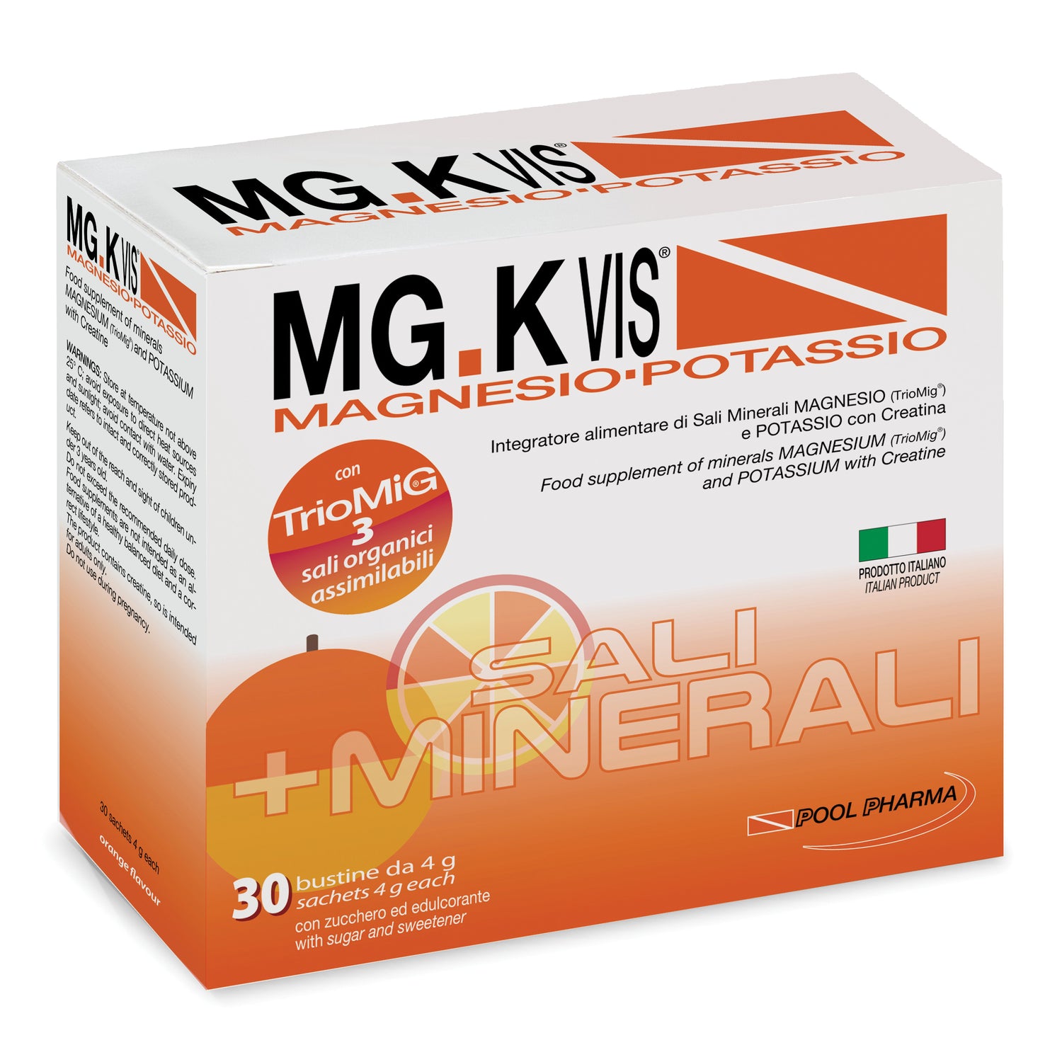 MG.K Vis Magnesio e Potassio 30 Bustine Gusto Arancia – Integratore per Energia e Reintegro Sali