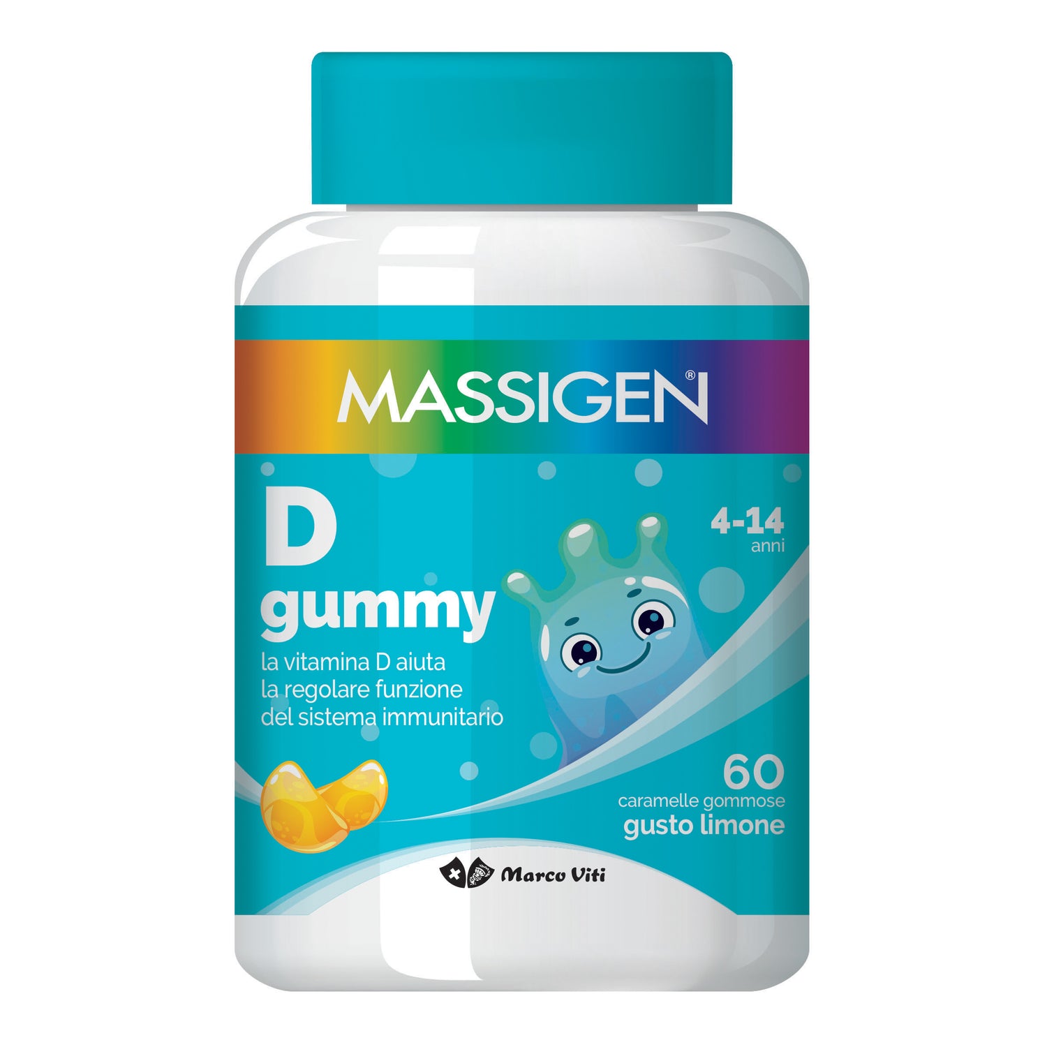 Massigen Vitamina D Gummy 4-14 Anni 60 Caramelle Gommose