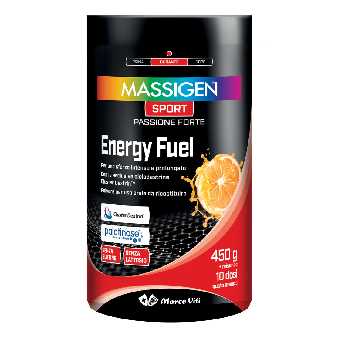 Massigen Sport Energy Fuel - Integratore Energetico Per Sforzi Intensi E Prolungati Gusto Arancia 500g