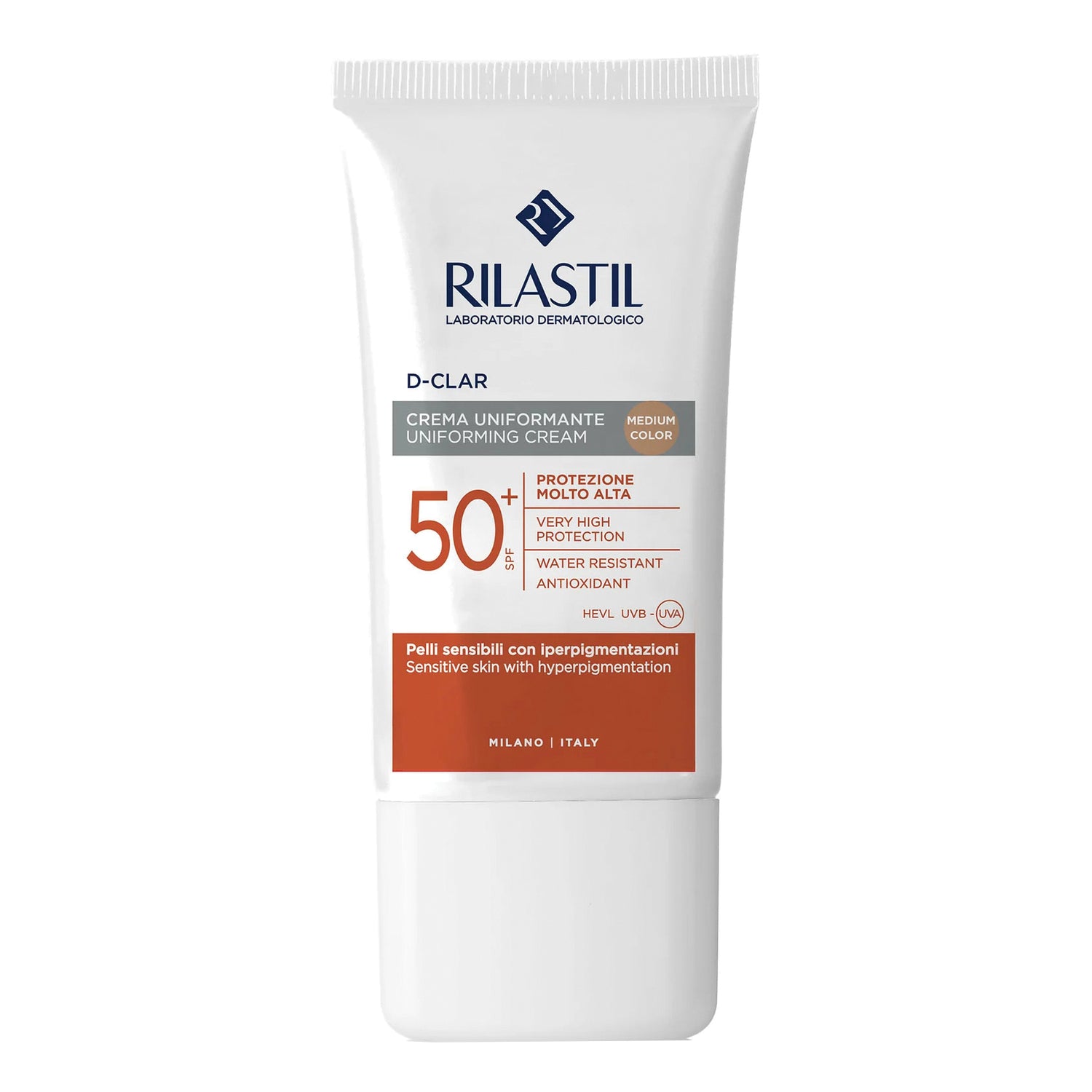 Rilastil Sun System D-Clar Spf 50+ Emulsione Solare Colorata Viso Depigmentante e Uniformante Colore Medium 40ml
