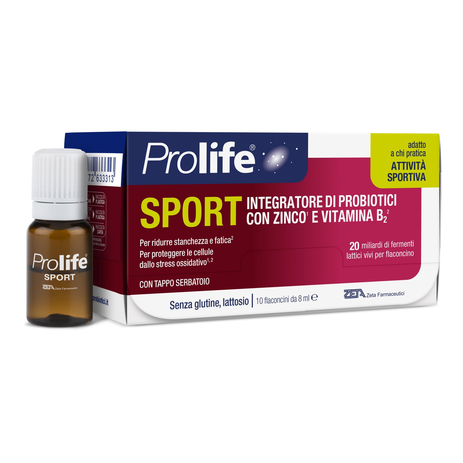 Prolife Sport Integratore Alimentare Di Probiotici Con Zinco E Vitamina B2 10 Flaconcini 8ml
