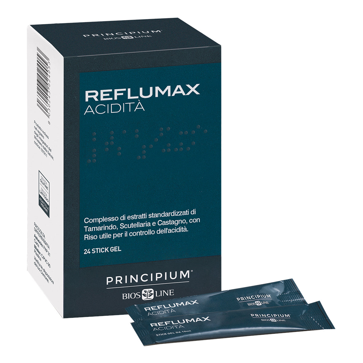 Principium Reflumax Acidità | Tamarindo Riso Scutellaria Stick Gel | 24 Stick
