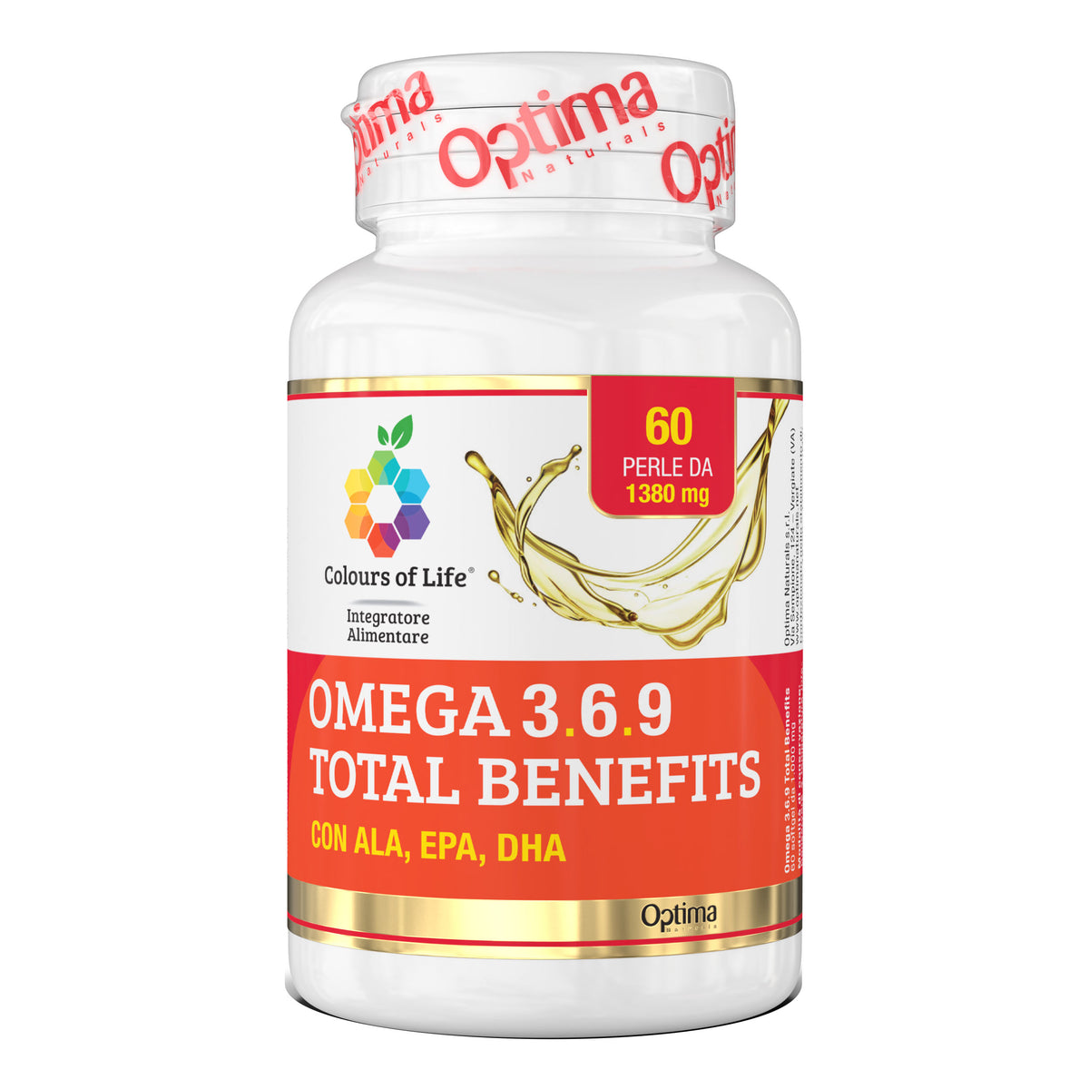 Omega 3.6.9 Total Benefits | Integratore EPA DHA Olio Pesce Enotera Lino Optima Colours of Life | 60 Softgel  