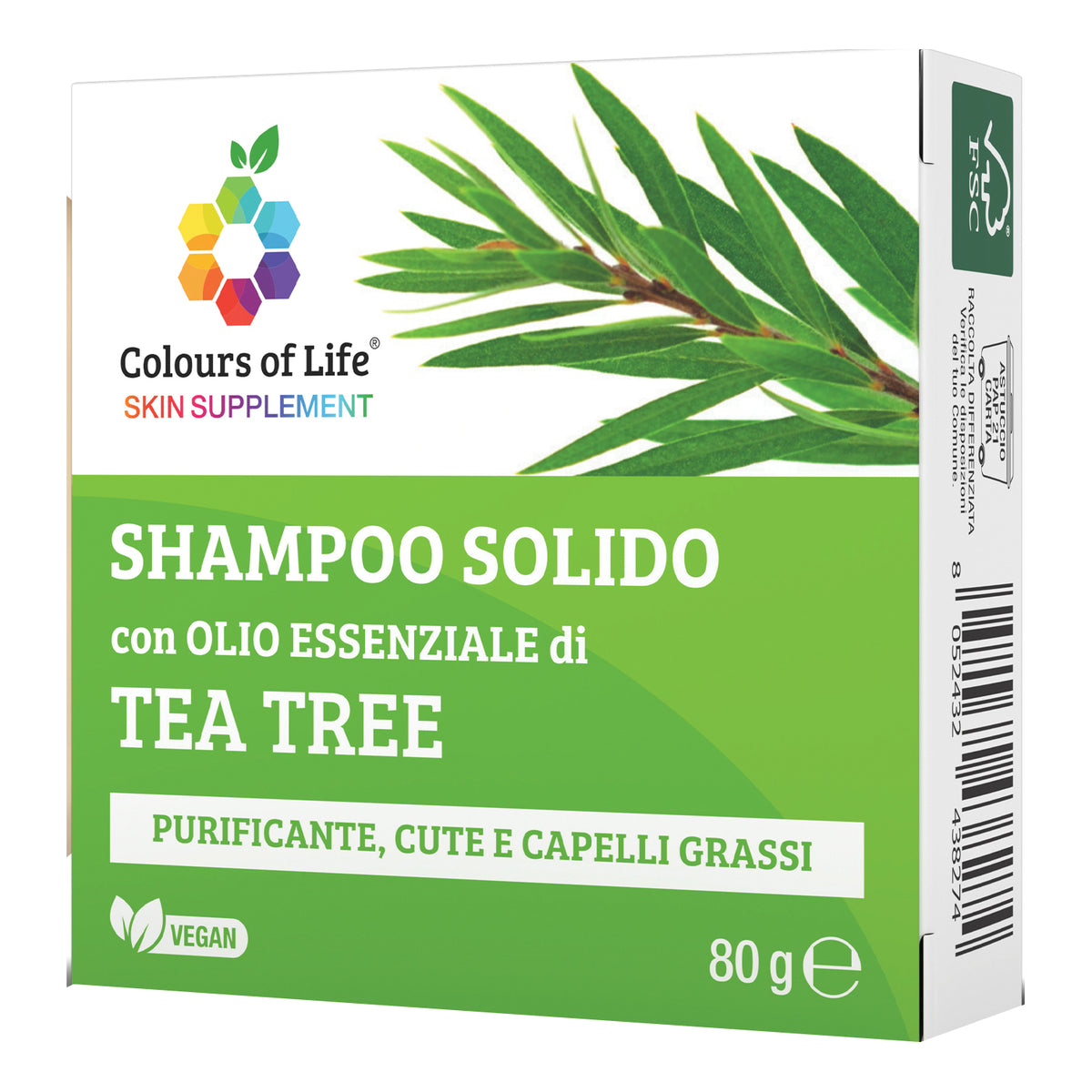 Colours of Life | Shampoo Solido Tea Tree Purificante | 80 g  