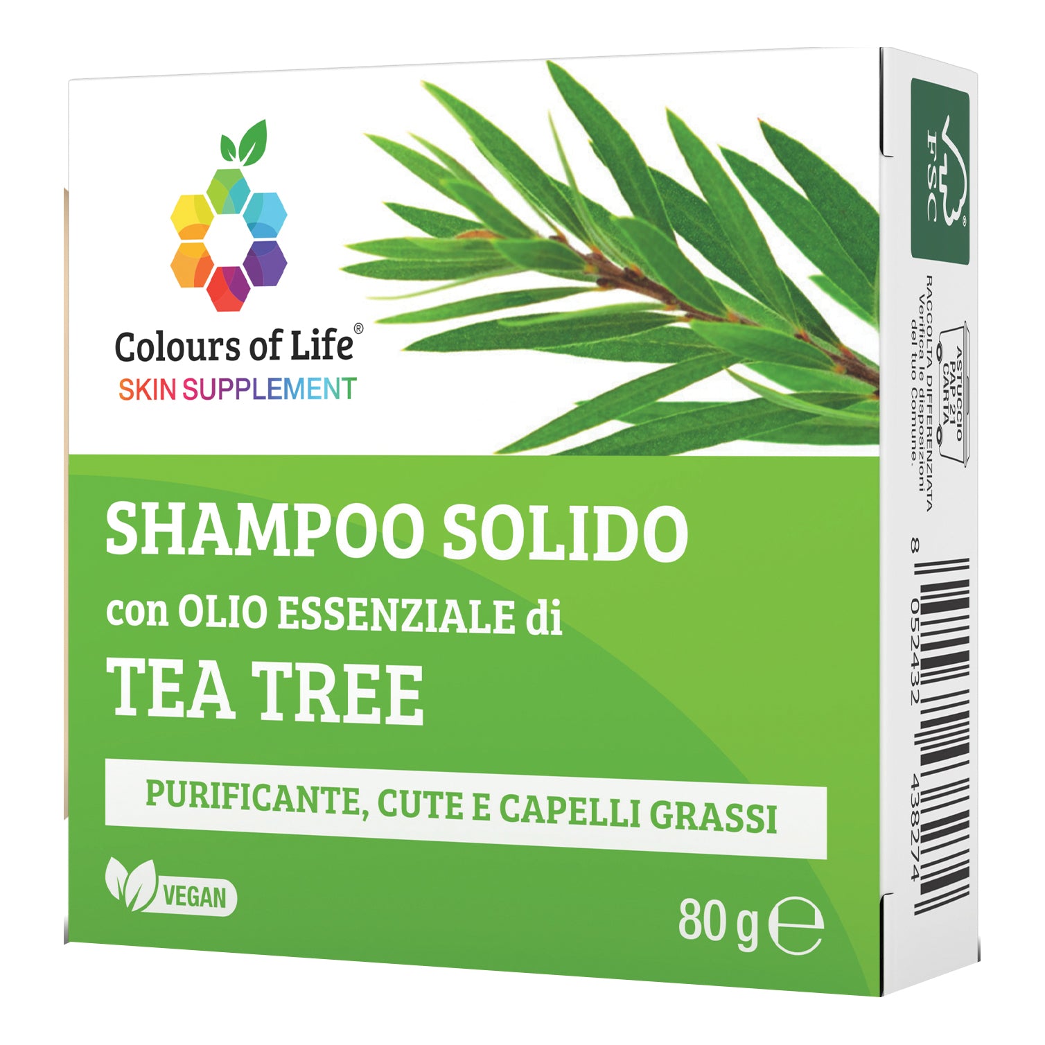 Colours of Life | Shampoo Solido Tea Tree Purificante | 80 g
