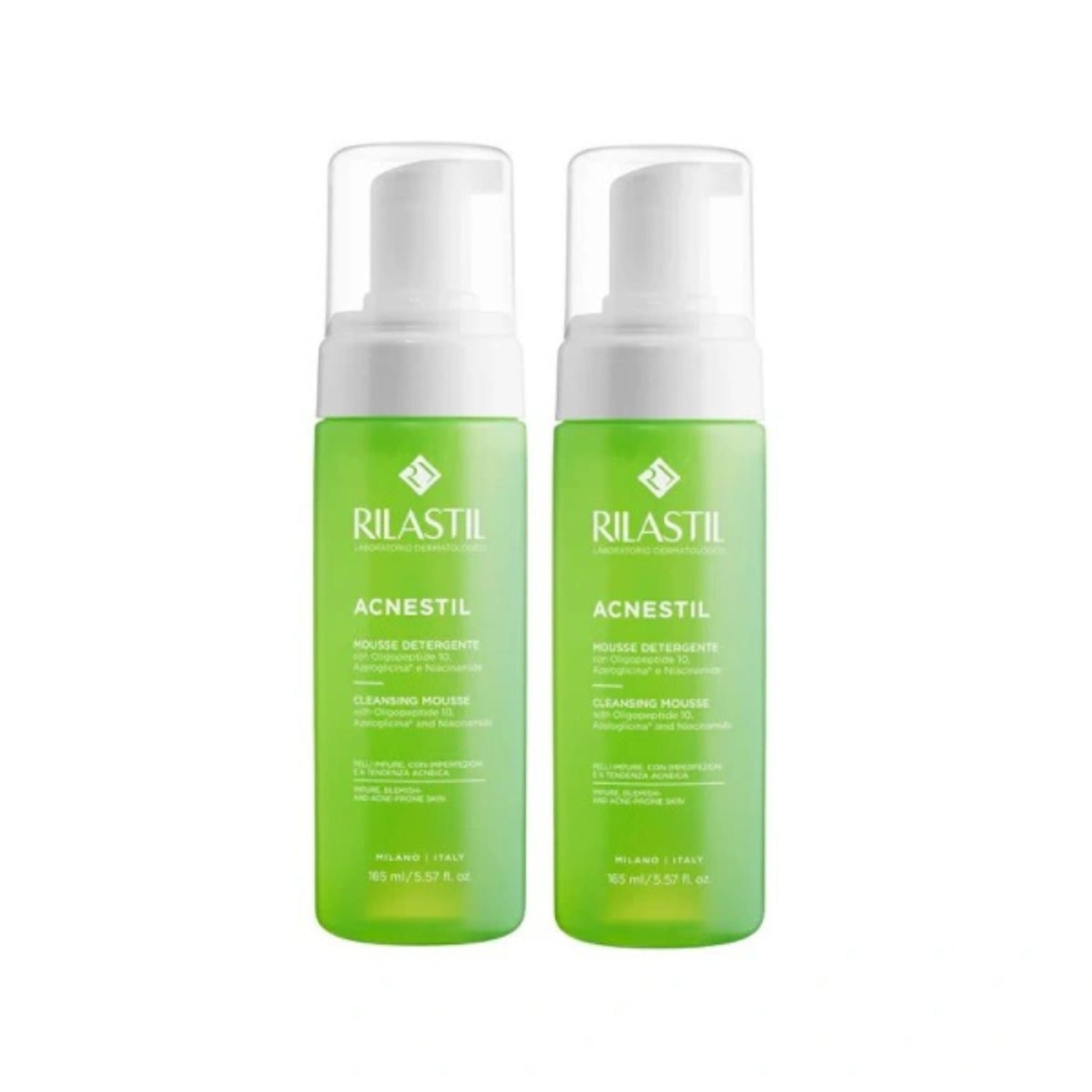Rilastil Acnestil | Mousse Detergente Viso | Bipack 2x165 ml