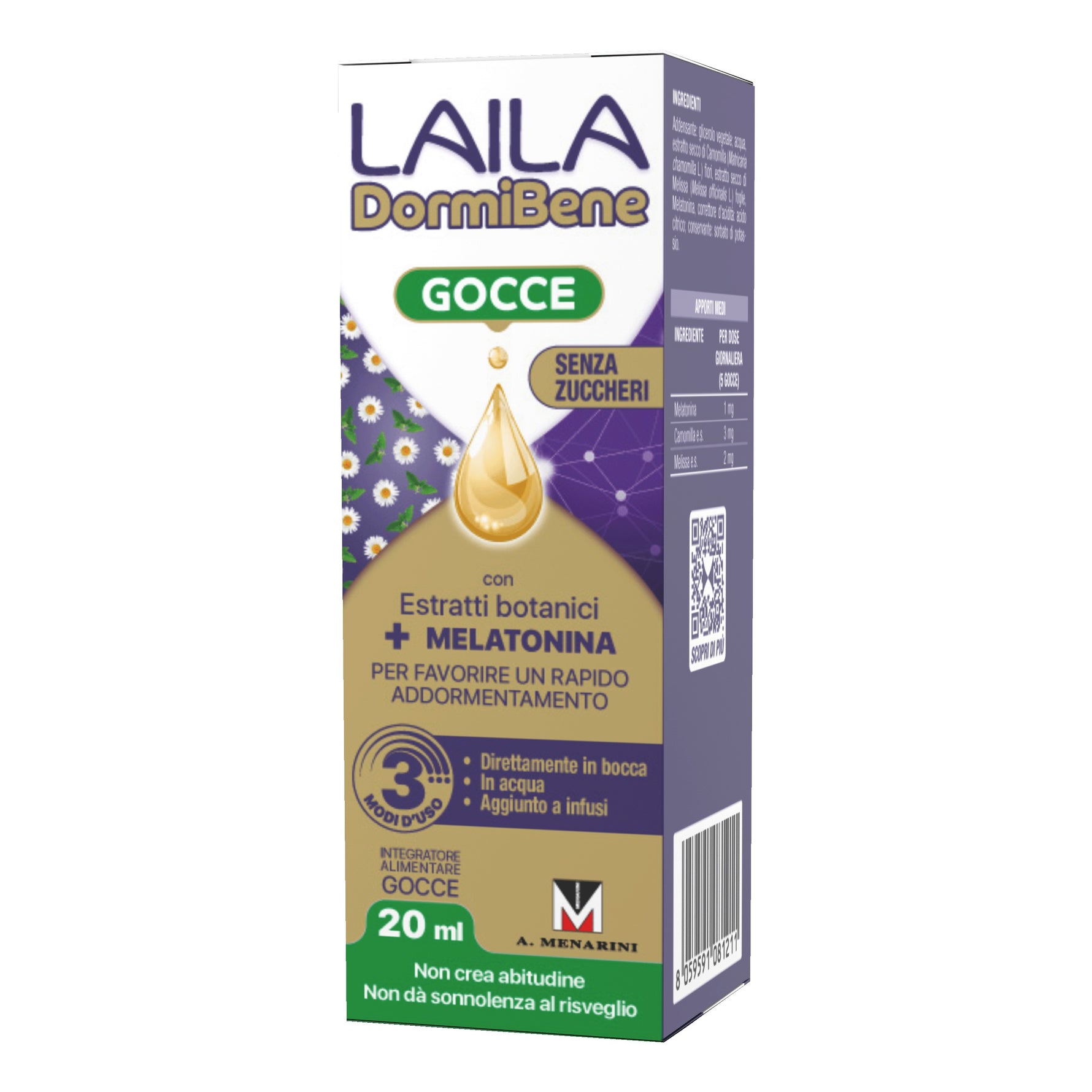 Laila Dormibene | Integratore Sonno Melatonina Gocce | 20ml
