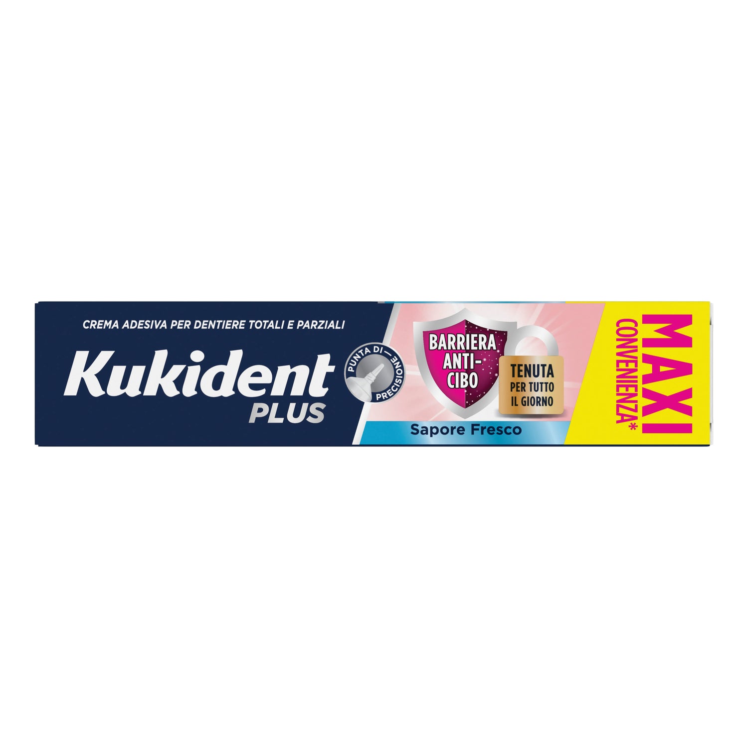 Kukident Plus Barriera Anti-Cibo Fresco | Crema Adesiva Dentiera Tenuta Forte Menta | Maxi 57g