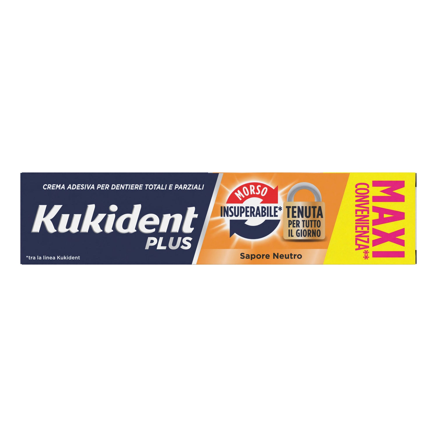 Kukident Plus Morso Insuperabile | Crema Adesiva Dentiera Tenuta Imbattibile Neutro | Maxi 57g