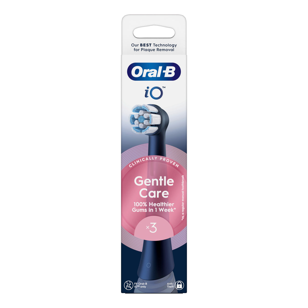 Oral-B iO Gentle Care Black | Testine Ricambio Spazzolino Elettrico | 3 Pezzi  