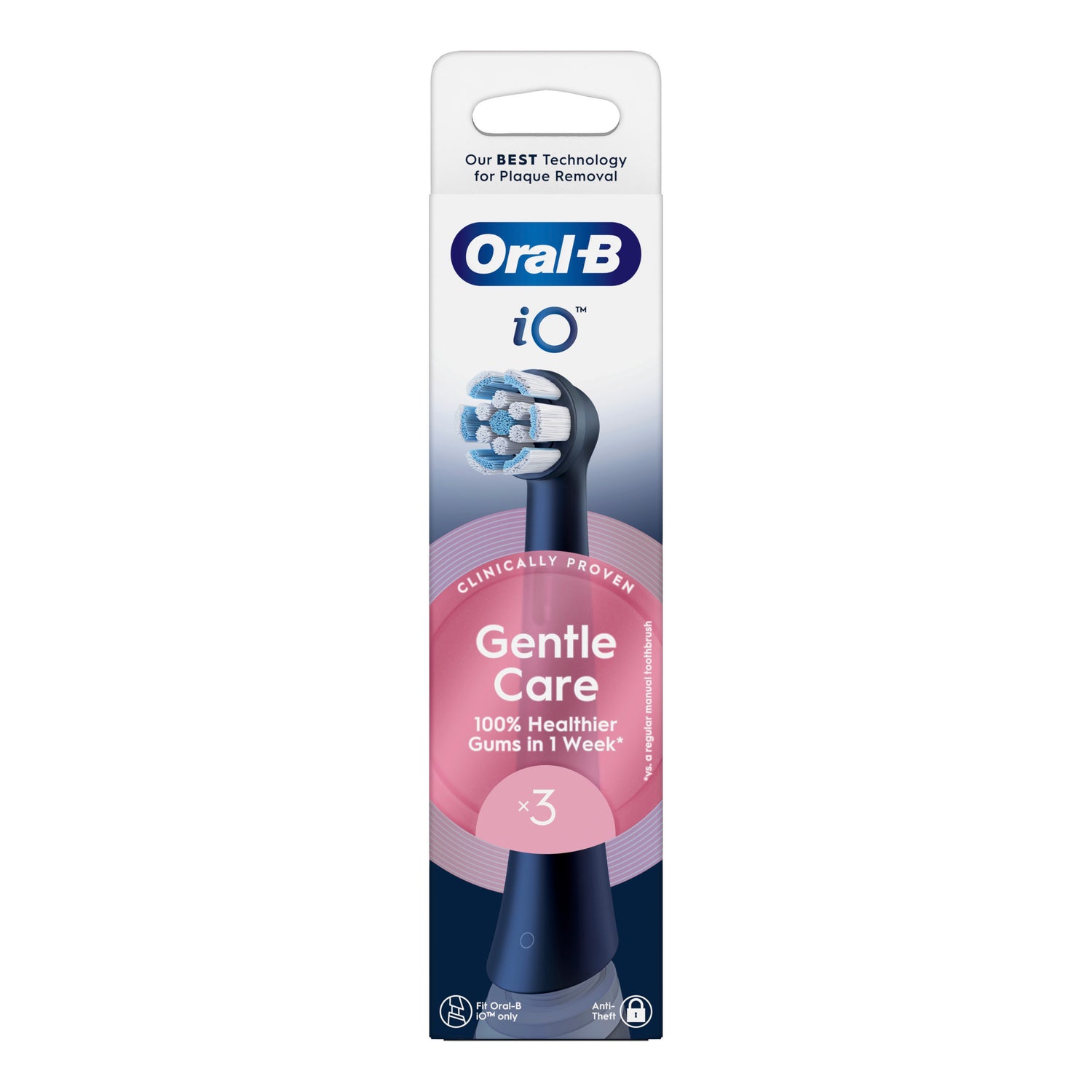 Oral-B iO Gentle Care Black | Testine Ricambio Spazzolino Elettrico | 3 Pezzi