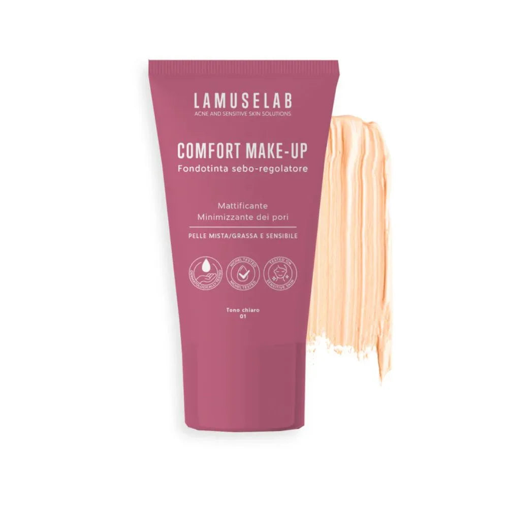 LAMUSELAB Fondotinta Sebo-Regolatore | Tonalità Chiara | 30 ml  