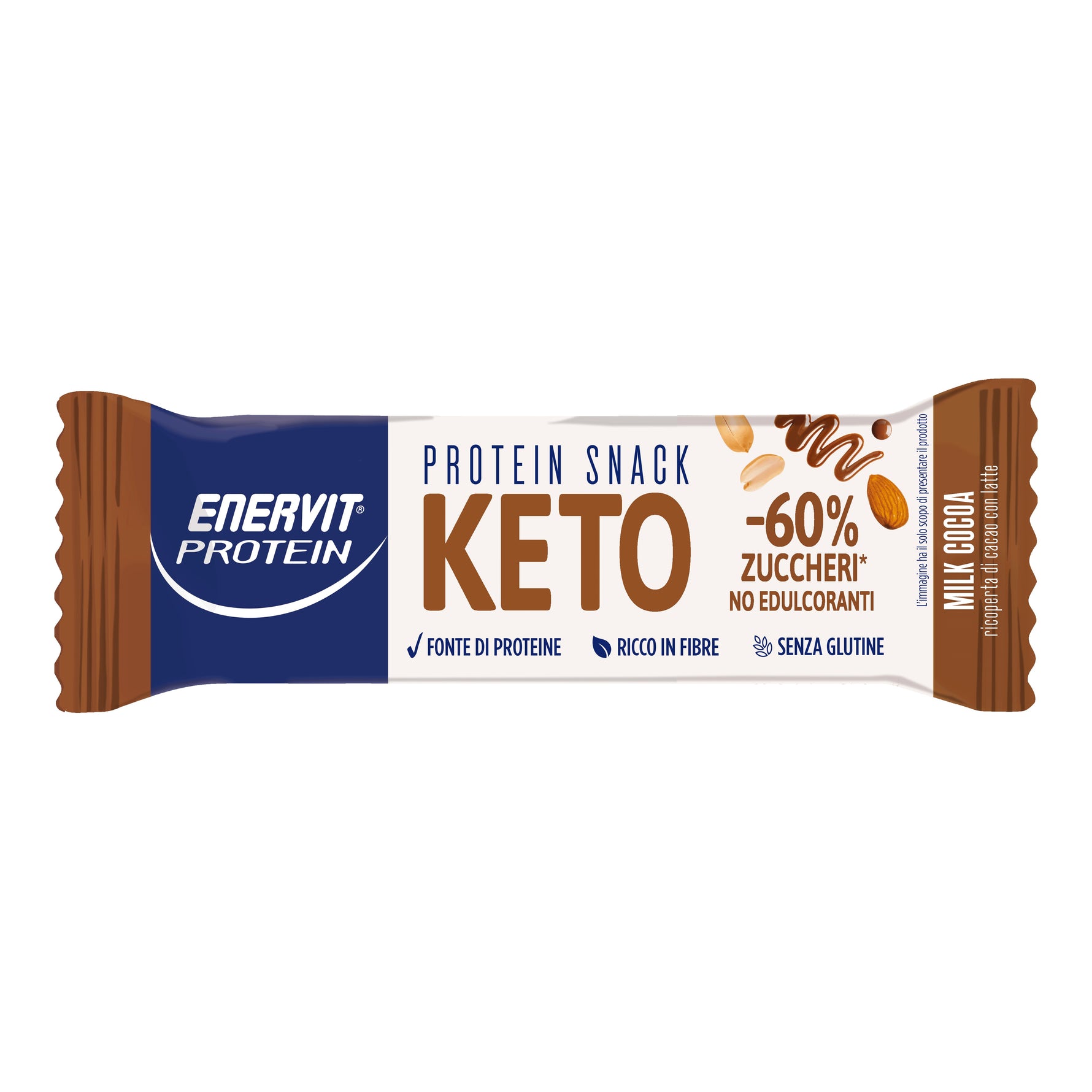 Enervit Protein Snack Keto Milk Cocoa | Barretta Proteica Keto Cacao Latte | 35 g
