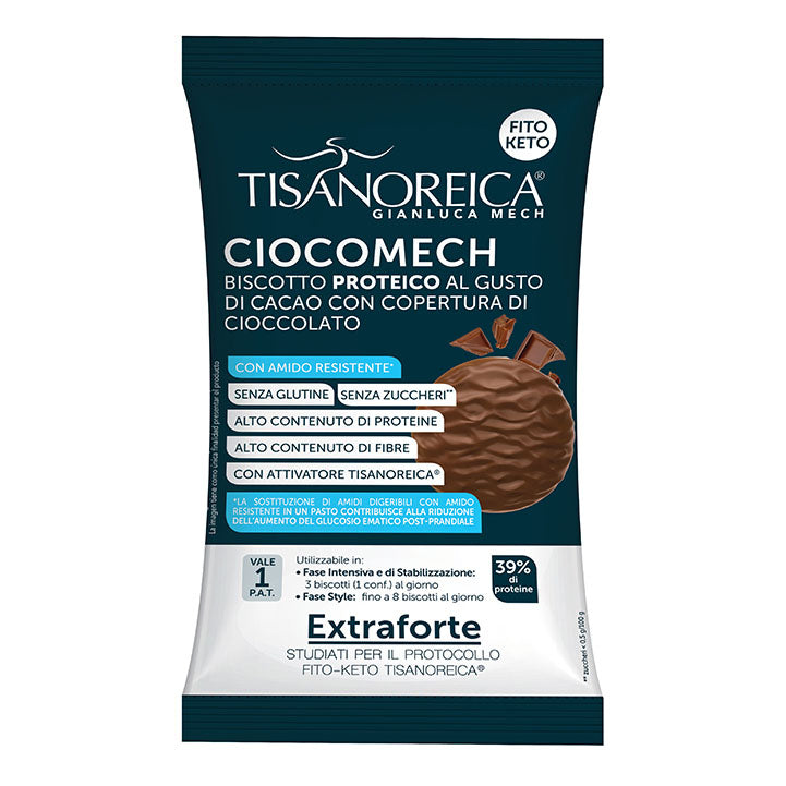 Gianluca Mech - Tisanoreica Fito Keto Ciocomech Biscotto Proteico Al Cacao Ricoperto Di Cioccolato 39g