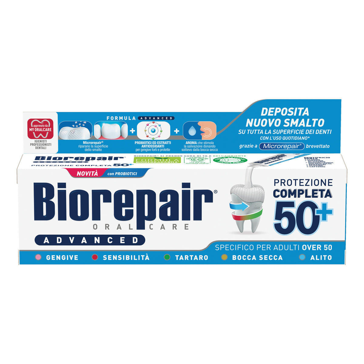 Biorepair Advance | Dentifricio Protezione Completa 50+ con Microrepair e Probiotici | 75ml  