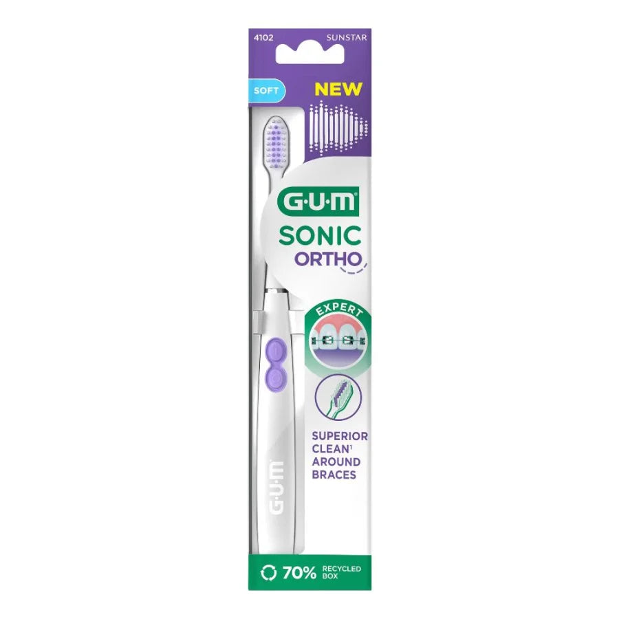 GUM Sonic Ortho | Spazzolino a Batteria Ortodontico | 1 Spazzolino  
