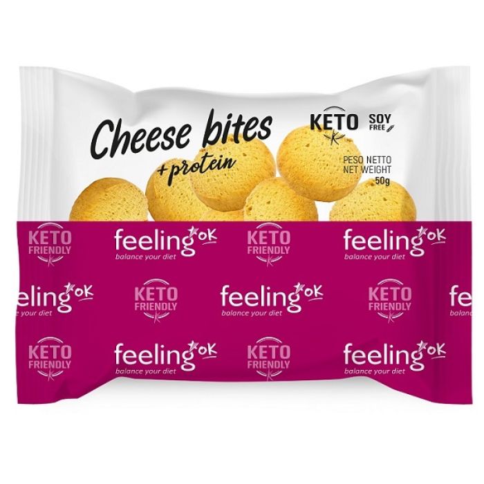 Feeling Ok +Protein Cheese Bites | Snack Low Carb Spezza Fame | 50 g  