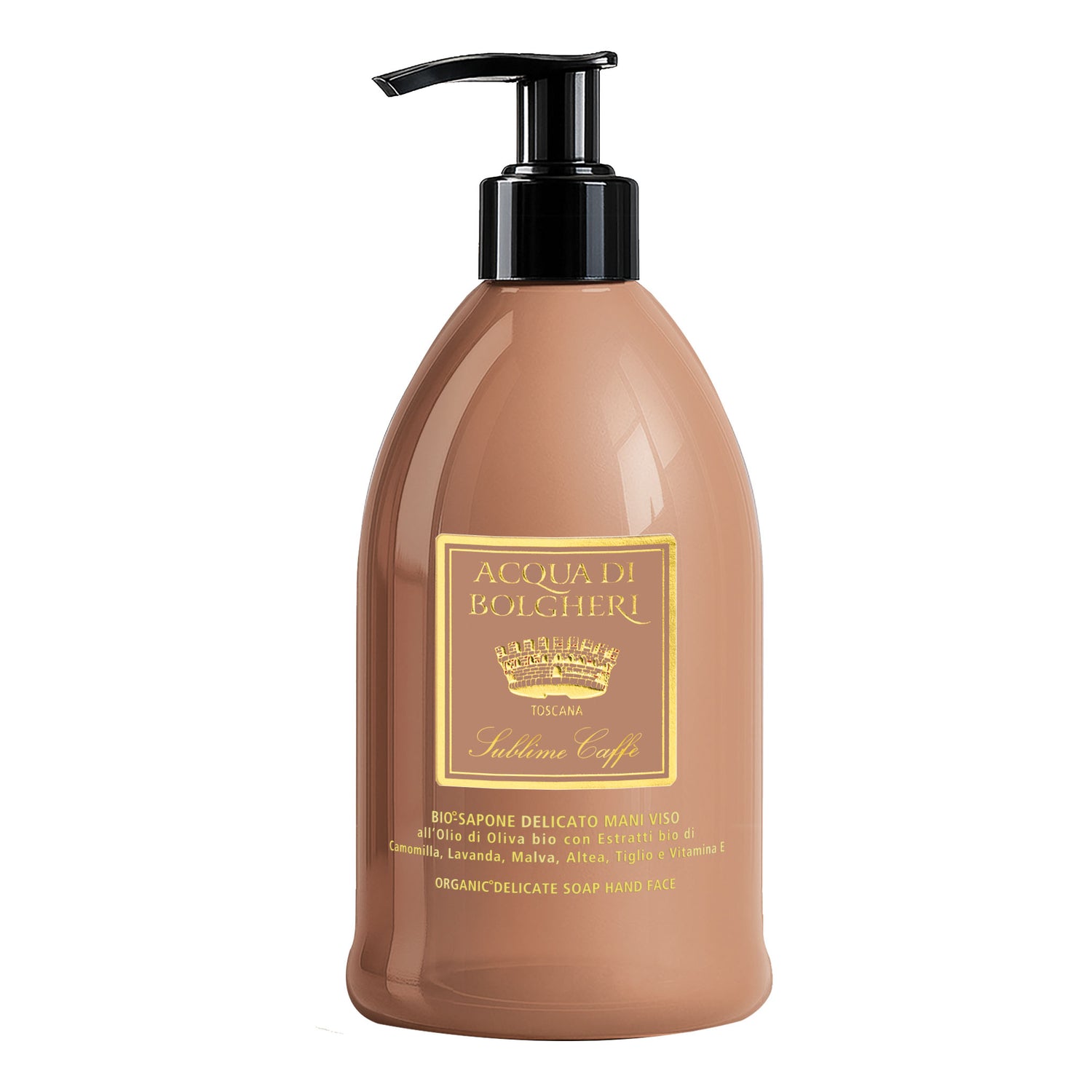 Acqua di Bolgheri Bio Sapone Delicato Mani Viso Sublime Caffè | Camomilla Olio Oliva Vitamina E | 500 ml