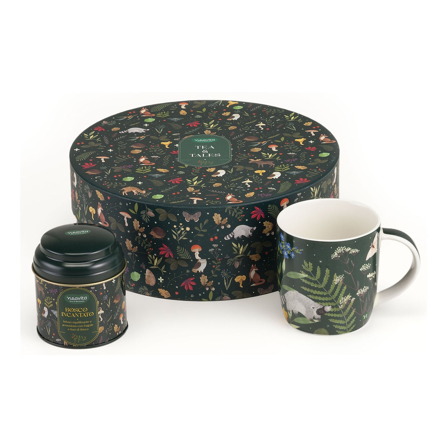 Neavita Cofanetto Tondo Tea & Tales Tazza In Ceramica + Bosco Incantato 6 Filtrosctigno