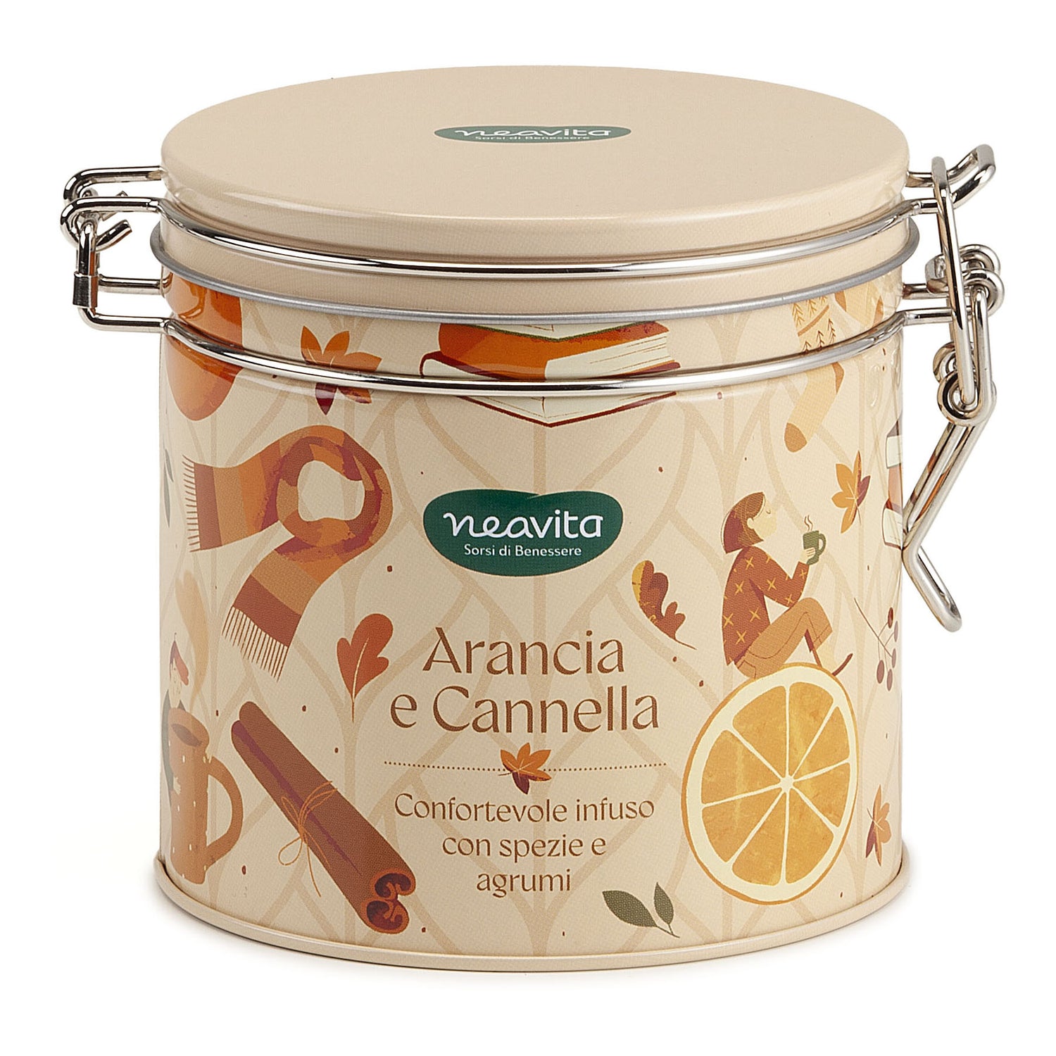 Neavita Infusi E Tisane Arancia E Cannnella In Barattolino Di Latta 12 Filtroscrigno