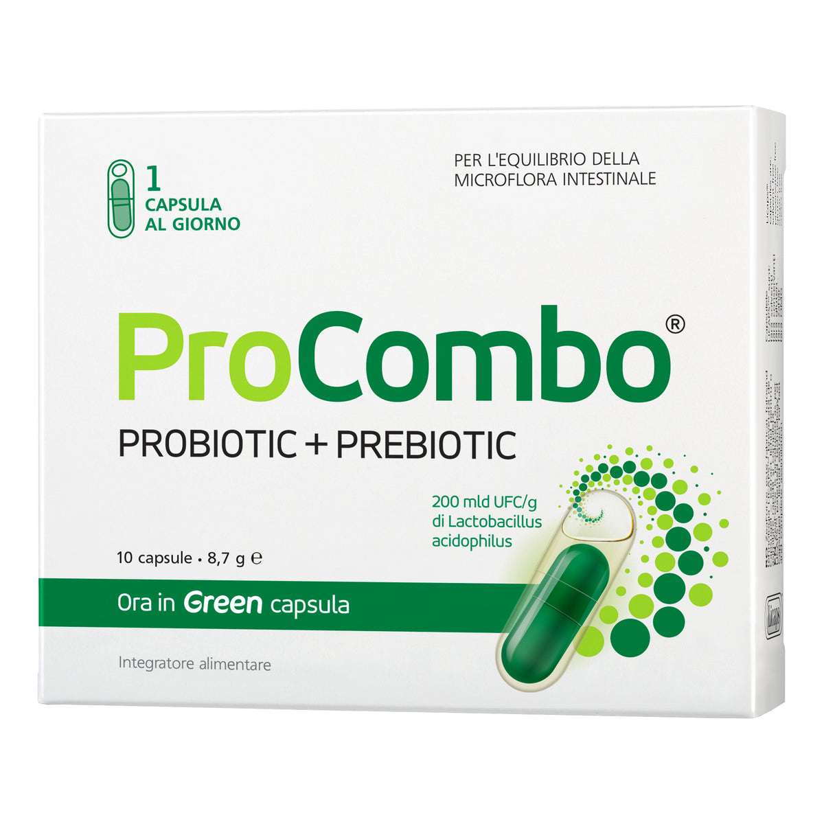 ProCombo | Integratore Probiotici Prebiotici Flora Intestinale | 10 Capsule  