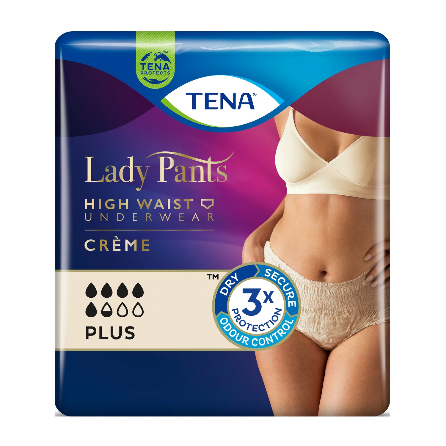 Tena Silhouette Creme Plus M – Mutandine Assorbenti Vita Alta Nude/Crema Perdite Urinarie Moderate 9 pezzi