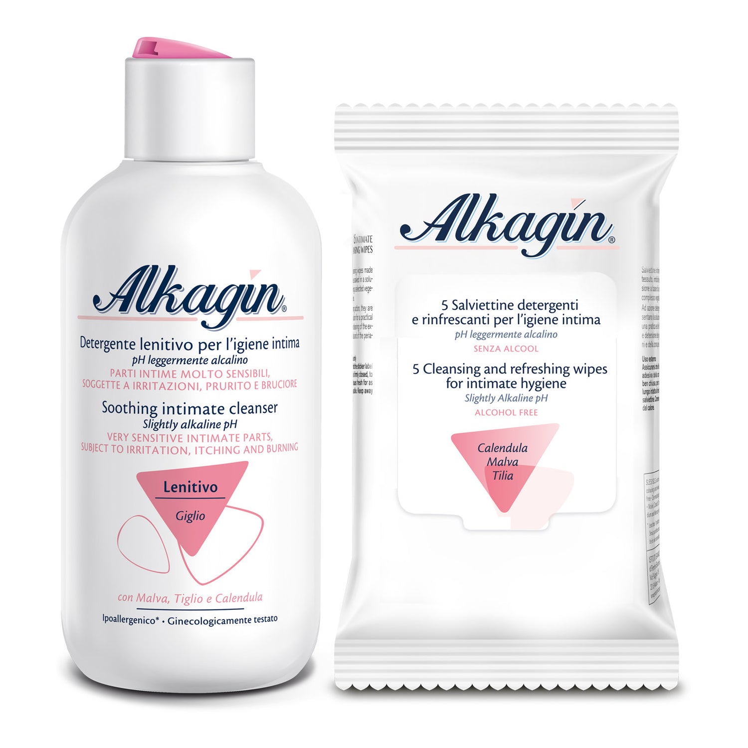 Alkagin Detergente Lenitivo pH 7 250ml + Salviette 5 Pezzi