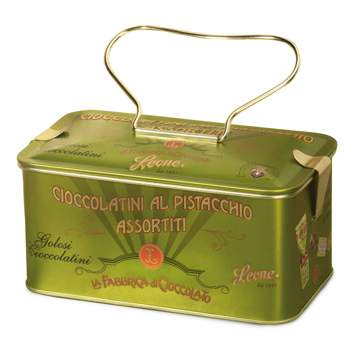 Leone Cofanetto Regalo In Lattina - Scrigno Tartufi E Lingottini Al Pistacchio 150gr  
